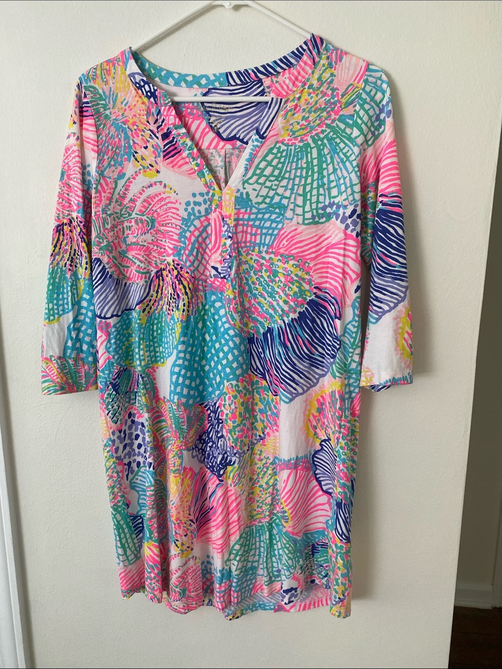 Lilly Pulitzer Multicolor Floral-Print Mini Dress in Pink & Blue